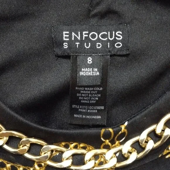 Enfocus Studio Chain Link Sleeveless Pleated Dress Sz 8 - Picture 5 of 6